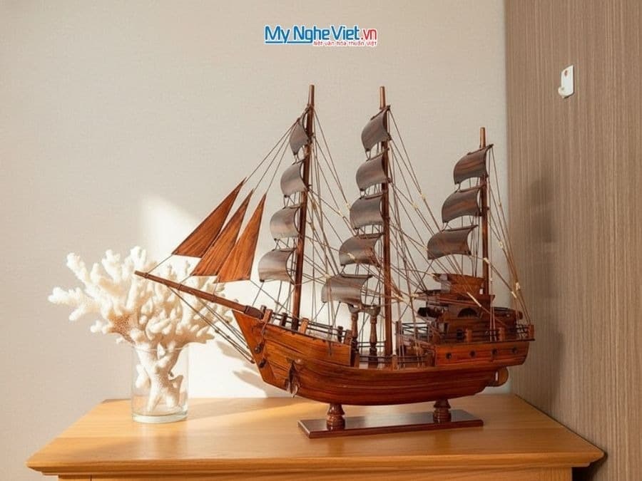 Traditional Thai Sailing Ship 31-Inch Handcrafted Hardwood Model | Nautical Heritage