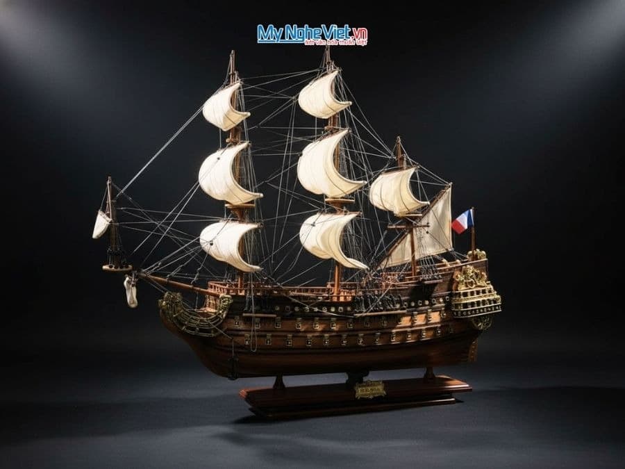 Le Soleil Royal 93cm Handcrafted Wooden Model | Baroque Naval Masterpiece