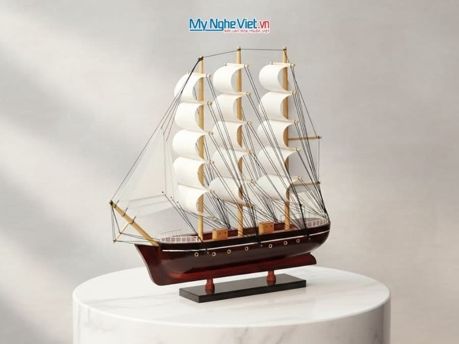 France II 32-Inch Handcrafted Wooden Model | Elegant Early 20th Century Freighter